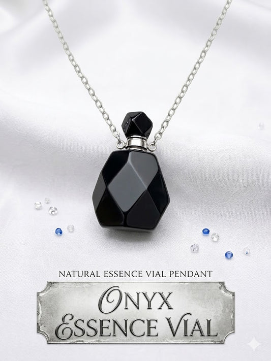 Black Onyx Crystal Elixir Vial Necklace