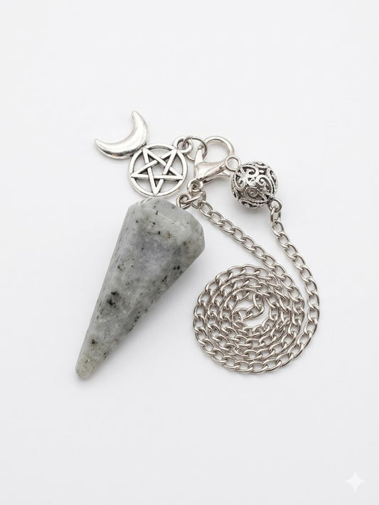 Triple Moon Necklace with Dalmatian Jasper Crystal