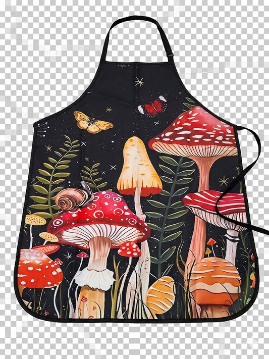 Whimsical Mushroom & Nature Print Apron