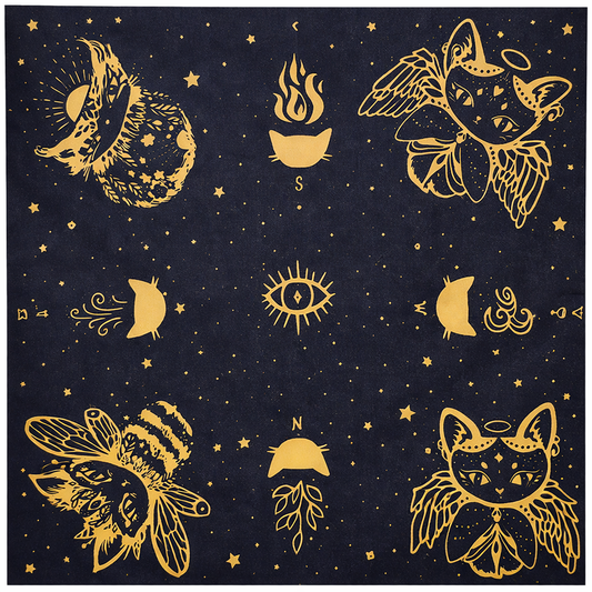 Small Alter\Tarot\Wall Cloth , Black with Yellow Cat design
