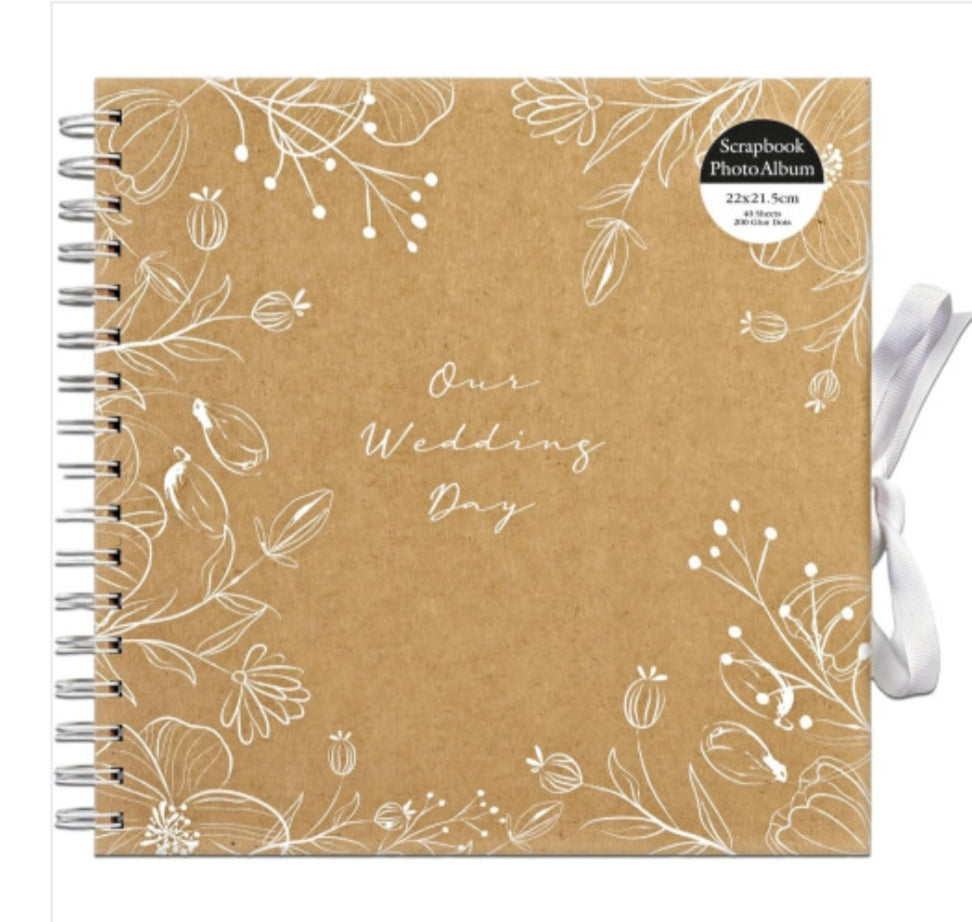 Our Wedding Day Kraft Rustic Floral Scrapbook Photo Album