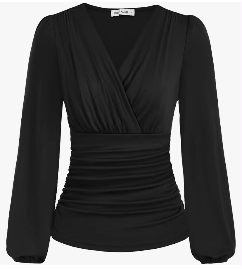 GRACE KARIN Women Long Sleeve Tops Ruched Tunic Blouses Casual Top Shirts