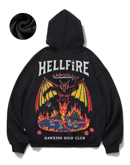 Hellfire Hawkins High Club Men's Women's Fashion Printed Fleece Hoodie