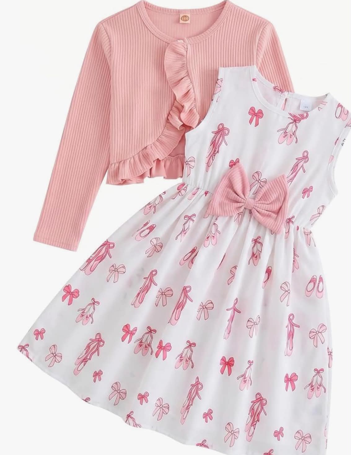 2Pcs Sets Girl Dress and Cardigan   Toddler Butterfly Floral Print A-line Dresses with Long Sleeve Coat Kids Casual Spring Summer Clothes for Girls