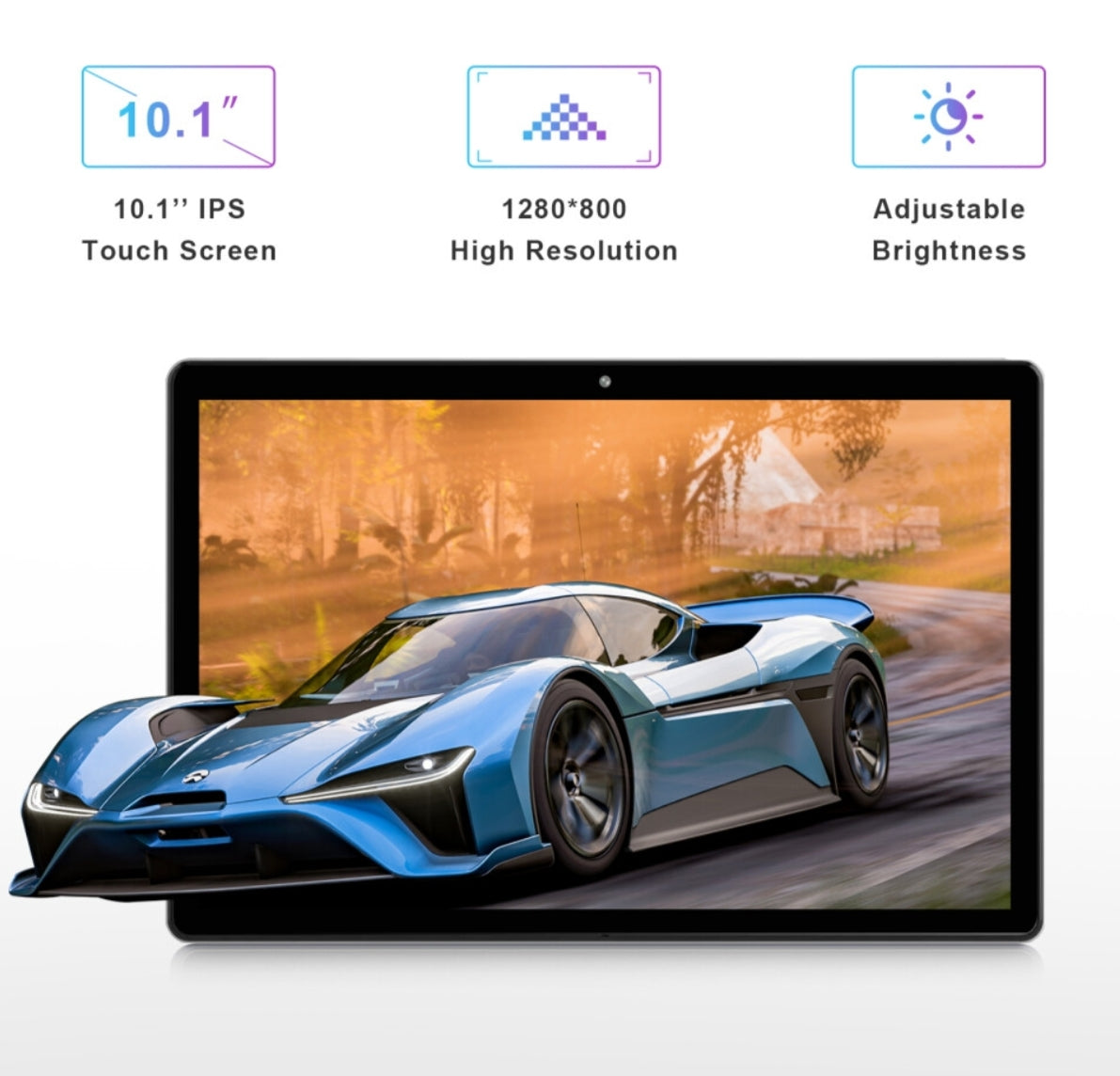 12 Tablet 10 inch Quad-Core Processor 3GB RAM 64GB ROM 1280x800 IPS Display Tablet with 2+8MP Camera WiFi Bluetooth 6000mAh (Android)