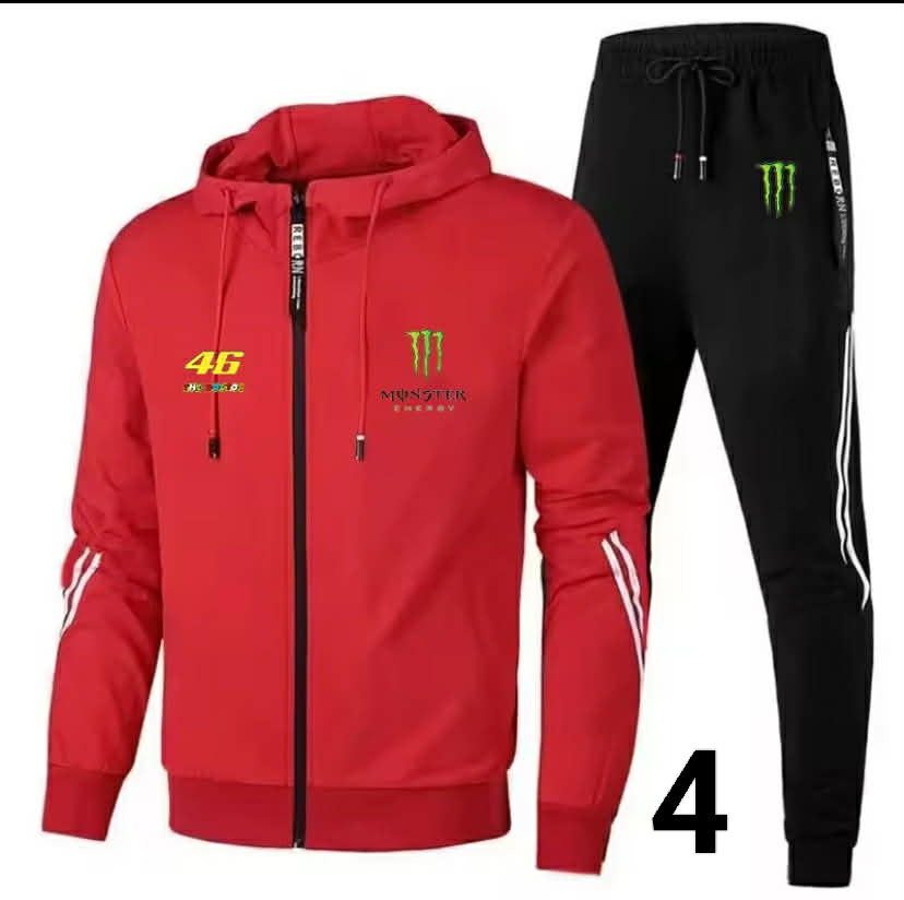 Monster Energy printed jacket for men and women, spring outdoor sports zip-up sweater + pants