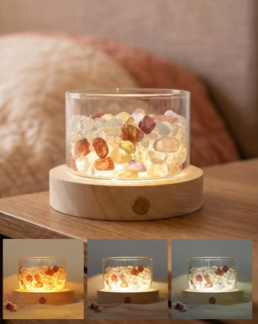 Chakra Healing Crystals Gift for Women Healing Light for Energy Cleansing 7 Crystal and Healing Stone Amethyst Clear Quartz Citrine Rose Meditation Lamp for Bedroom Spiritual Home Office Décor