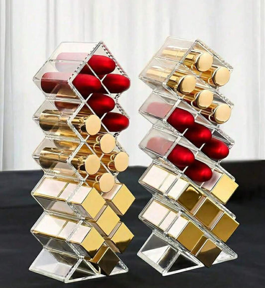 1 pc Lipstick Storage Box, Makeup Organizer, 16-Slot Lipstick Tower Holder, Perfume Rack Storage Box,
