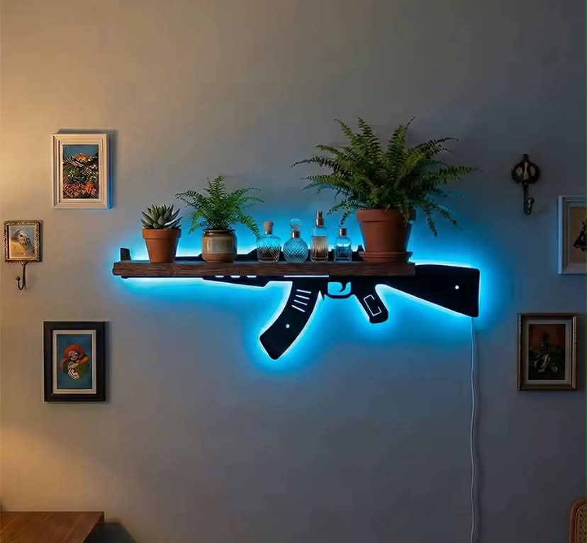 Crystal Display Shelf for Wall,Wall-mounted Silhouette LED Storage Shelf