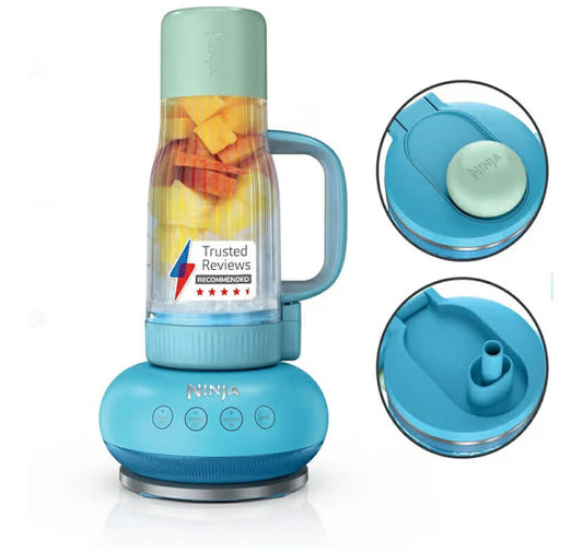 Ninja BlendBoss Blender with Portable Tumbler, Personal Blender with Removeable Travel Tumbler, 3 Auto Preset Modes, Blue Raspberry