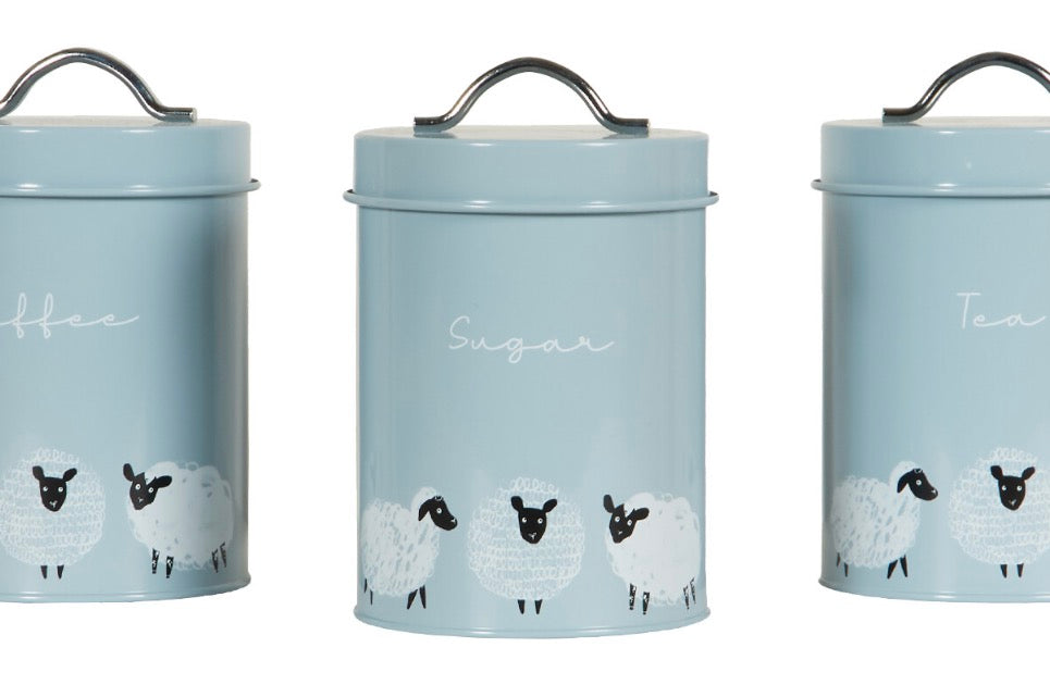 Set of 3 Highland Flock Storage Canisters - Grey