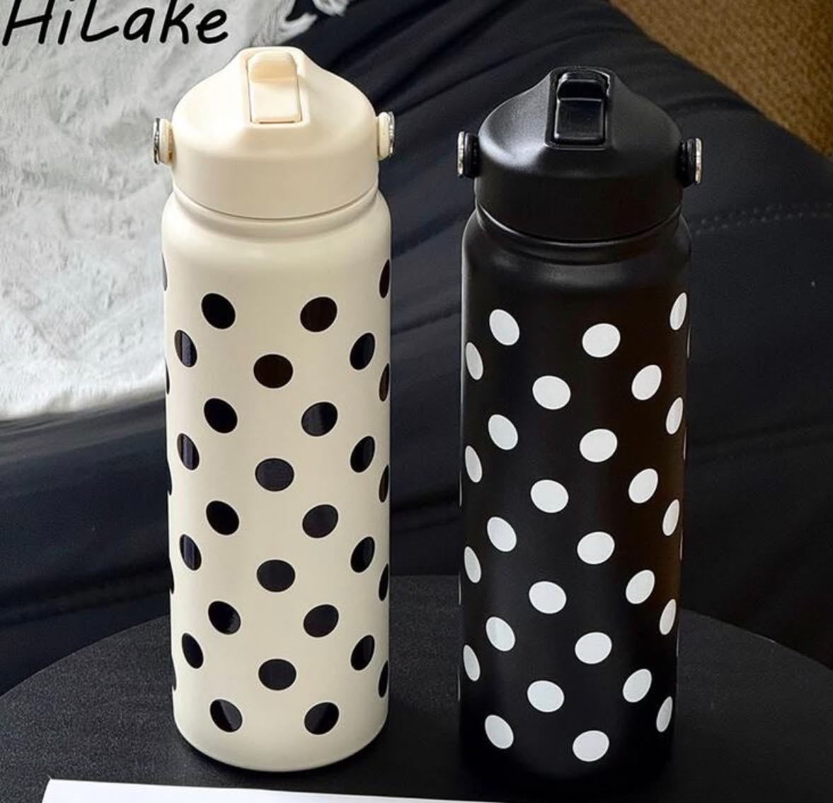 800ml Insulated Water Bottle - Colorful Polka Dot Pattern, Portable Fitness Water Bottle