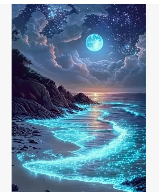 1 pc of Acrylic Diamond Painting Kit, Featuring a Starry Sea Sky Design