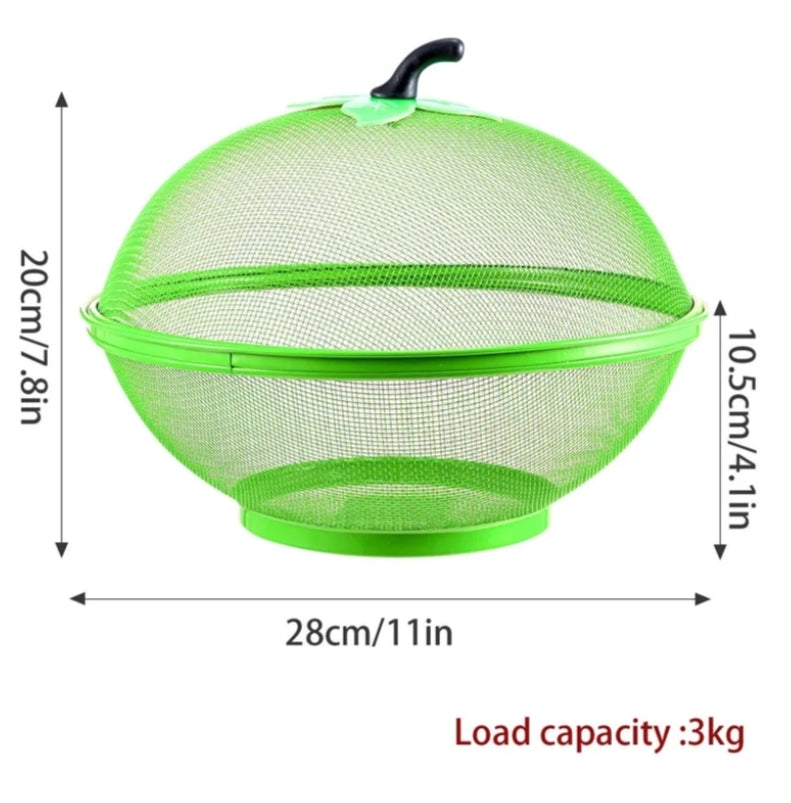 Fruits Bowl Basket Apple Shape Mesh with lid Tabletop Vegetable Holder Keep Unwanted Pets & Insects Out Kitchen Dishwashing Drain Basket