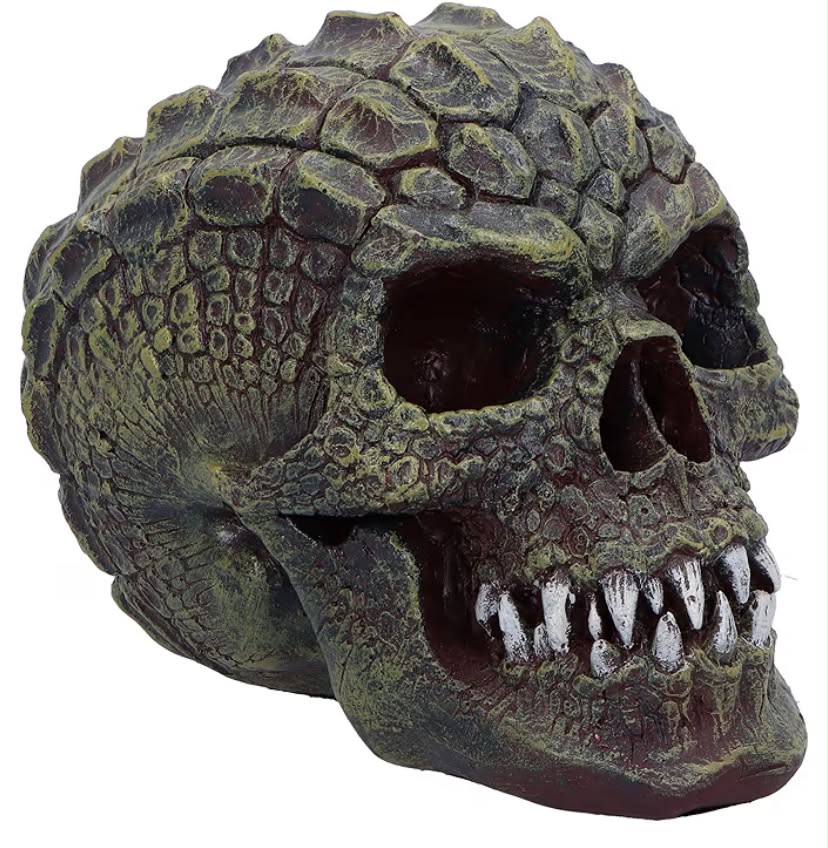 Scaled Remains Skull Figurine – Resin Dragon-Scale Skull