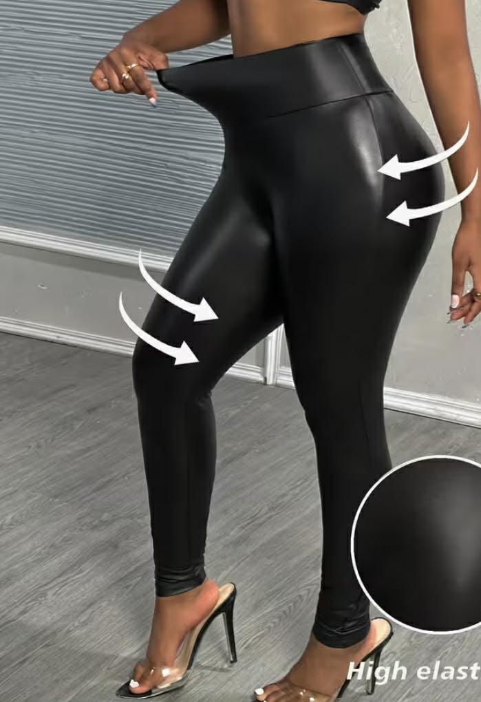 Full-Length Slim-Fit Tight Pants - Elegant Solid Color Stretchable Waist-Defining
