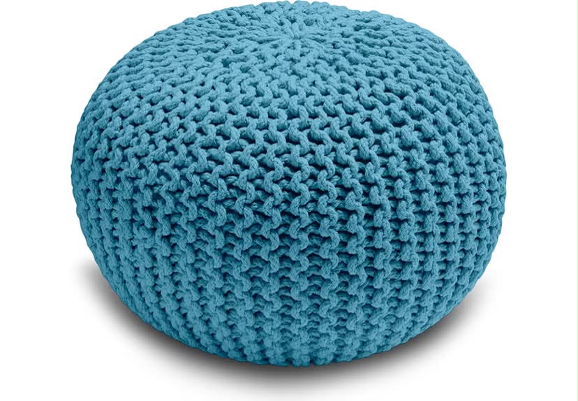 Chunky Knitted Round Pouffe Foot Stool 100% Cotton Children or the Elderly Living Room