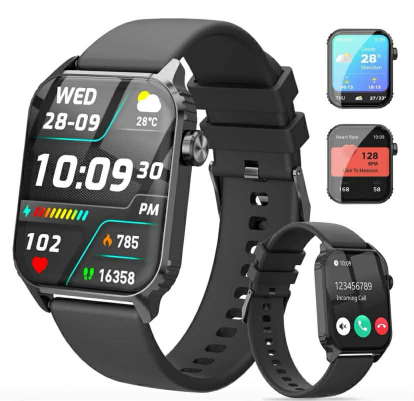 Smart Watches for Women Men, 1.83 inches HD Smartwatch with 120 Sports Modes, Heart Rate/Sleep Monitor, IP67 Waterproof, Bluetooth Call & Music Control for iPhone/Android (Deep Black)