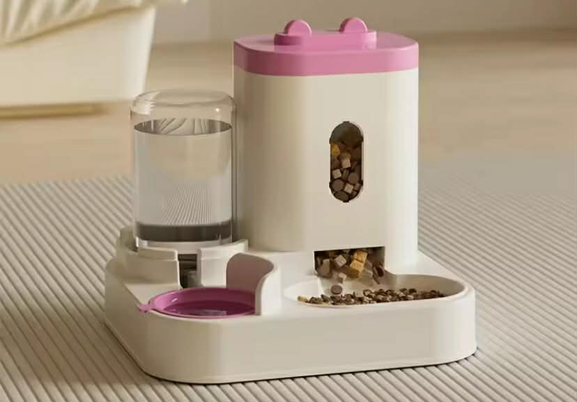 Automatic Feeder Dog Cat Food Bowl With Water Fountain Large Capacity