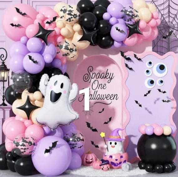 Halloween Balloon Garland Arch Kit Pink Purple Spooky One Party Decorations