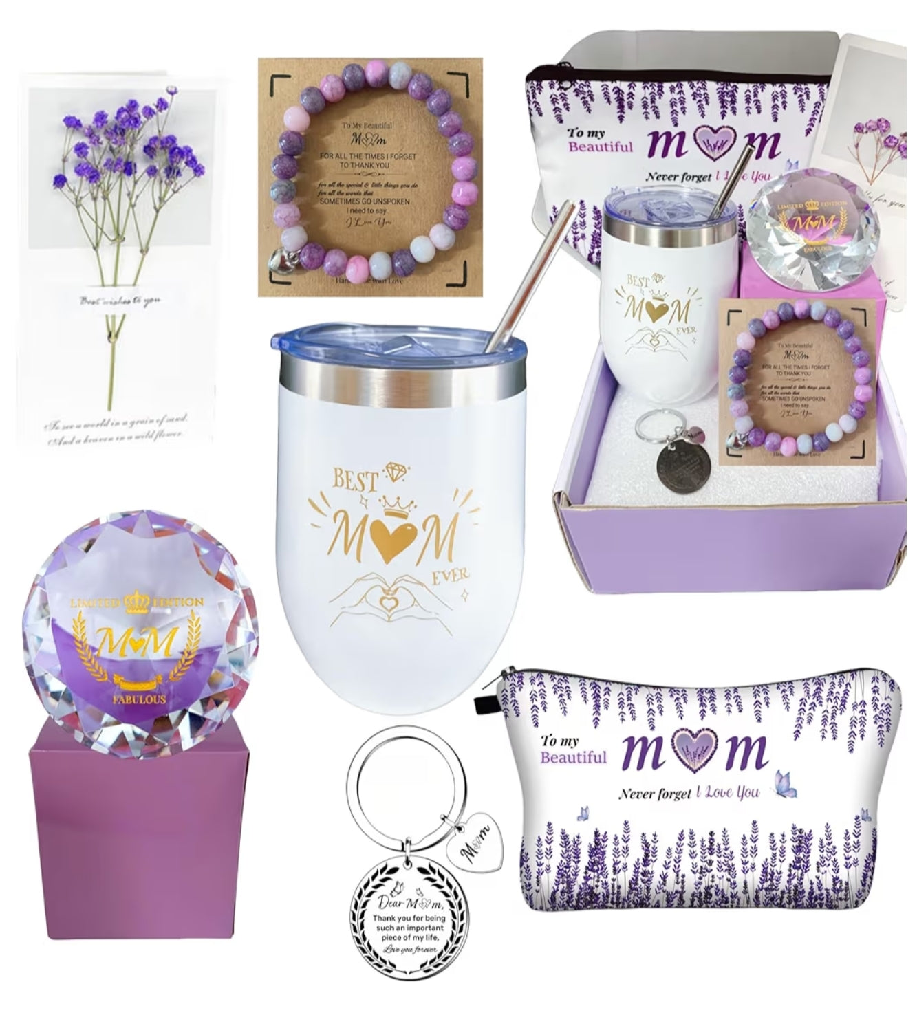 Trcousoa Gifts for Mum, Mum Birthday Gifts, Mothers Day Gift, Christmas Mom Birthday Present Hamper Purple