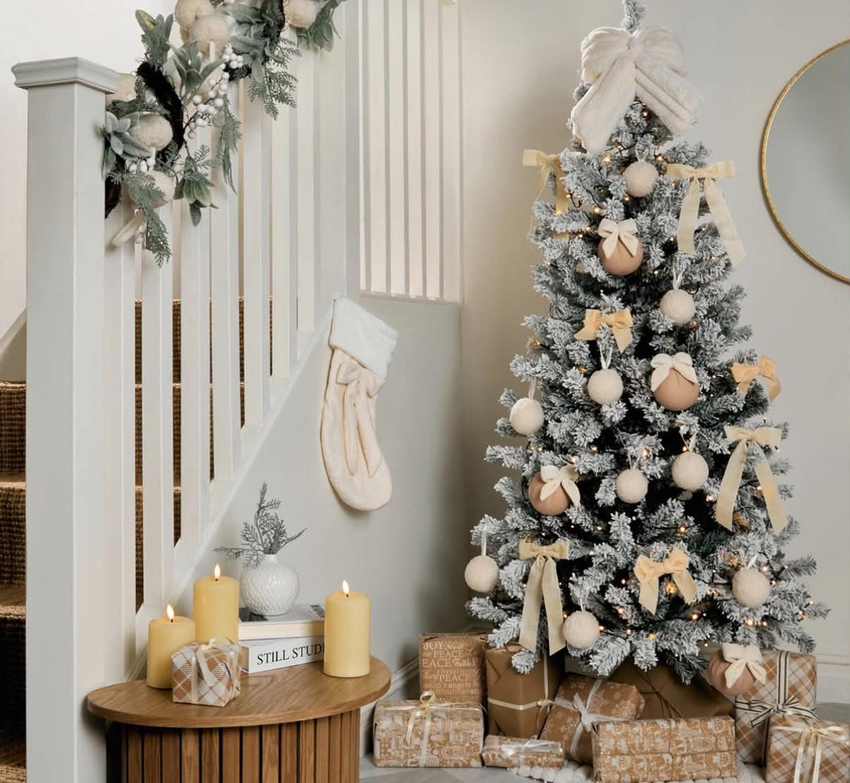 Artificial Snowy Christmas Tree, White - 6ft