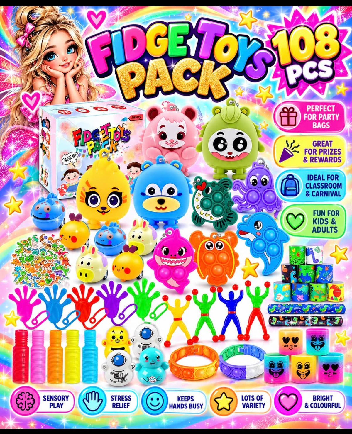 108-Piece Sensory & Fidget Toy Set