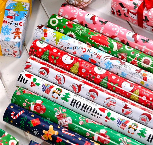 4 random Christmas Gift Wrap Sheets - Heavy-Duty Holiday Paper