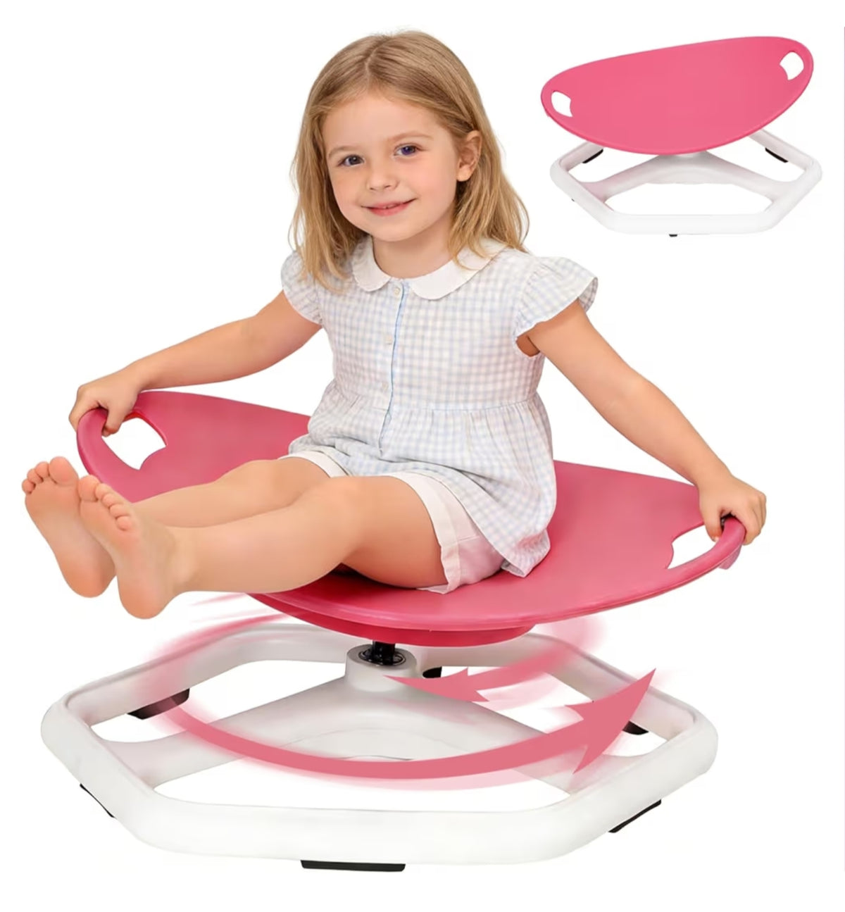 Sensory Spinning Chair with Handle for Kids 3-12, 360° Rotating Autism ADHD Calming Seat, Non-Slip Kids Swivel Chair for Home Classroom & Sensory Room
