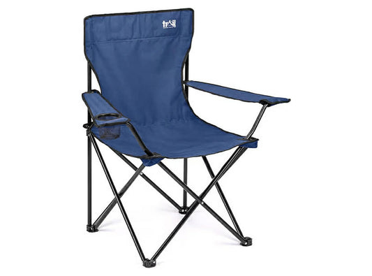 Trail Folding Camping Chair, Lightweight Outdoor Chair with Cup Holder Armrest, Heavy Duty Tubular Steel Frame, Fast-Drying Polyester, Carry Bag, 100kg Capacity