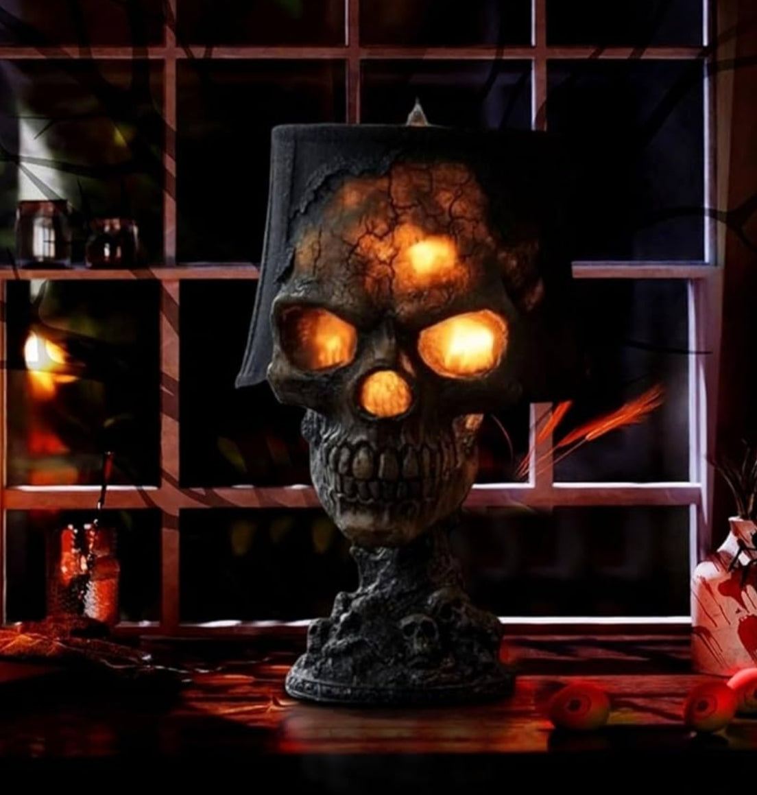 Night Light, Skull Statue Desk Lamp,  Gothic Table Lamp, Human Night Light