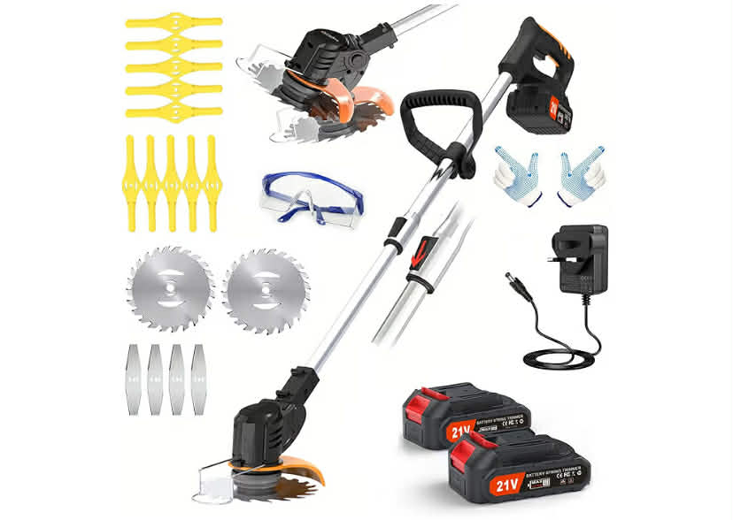 21V Cordless Grass Strimmer with 11000 RPM and 750W Motor Garden Strimmer Cordless with 2 Batteries 4.0Ah is the Perfect Partner for all Your Garden and Lawn Care Needs