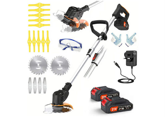 21V Cordless Grass Strimmer with 11000 RPM and 750W Motor Garden Strimmer Cordless with 2 Batteries 4.0Ah is the Perfect Partner for all Your Garden and Lawn Care Needs