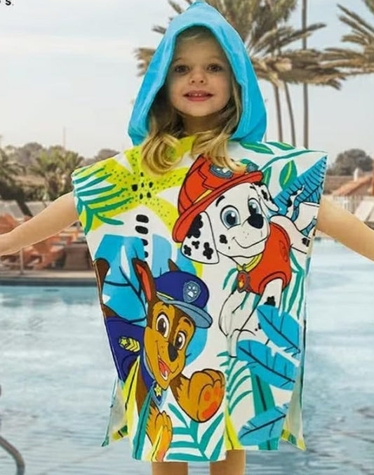 Paw Patrol Hooded Towel Poncho - Jungle Design - 100% Cotton - 115 x 50 cm