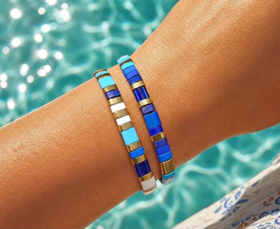 2pcs Women's TILA Bracelet Set, 18K Gold Plated, Bohemian Beach Style, Versatile For Daily Wear And Vacation