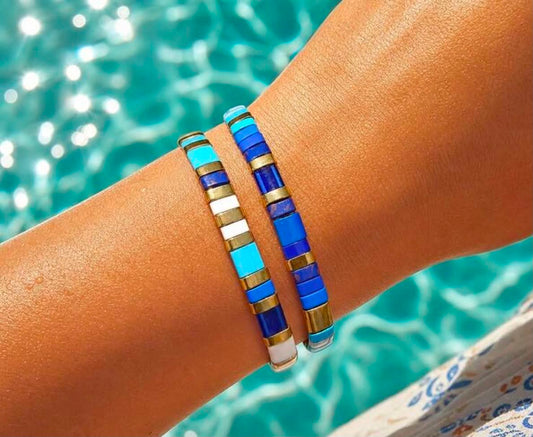 2pcs Women's TILA Bracelet Set, 18K Gold Plated, Bohemian Beach Style, Versatile For Daily Wear And Vacation