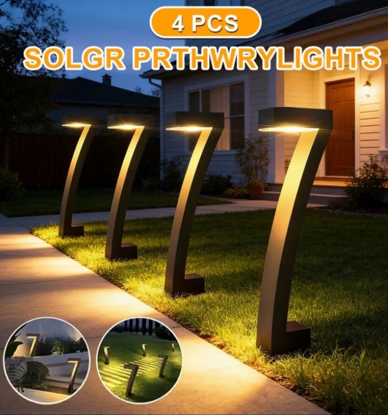 4 Pcs Landscape Lights,  Waterproof LED Pathway Lights, Outdoor Landscape Lighting, Square Modern Side Lit, L Shape Black for Yard Walkway Driveway Garden,