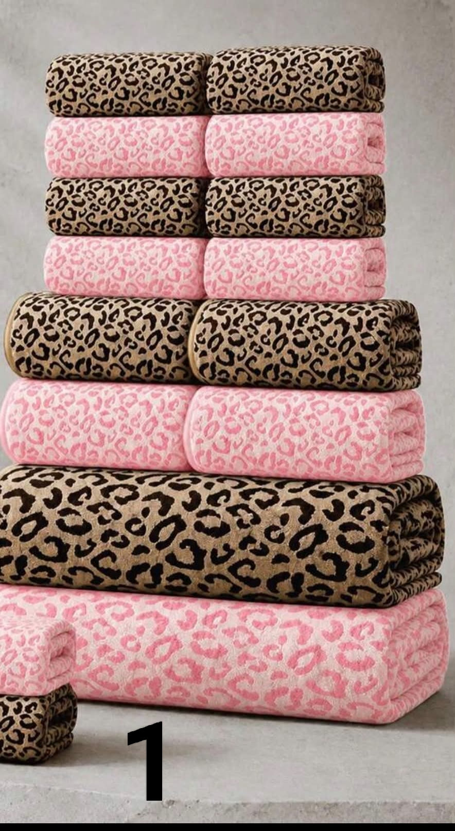 16pcs Fashion Leopard Print Coral Fleece Towel Set,