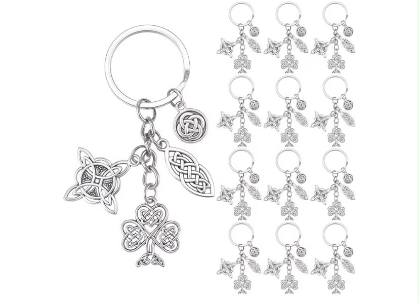 20pcs Celtics Knot Keychain Bulk Silver Keychain Party Favors Antique Vintage Tibetan Irish Tibetan Tie Knot Tie Key