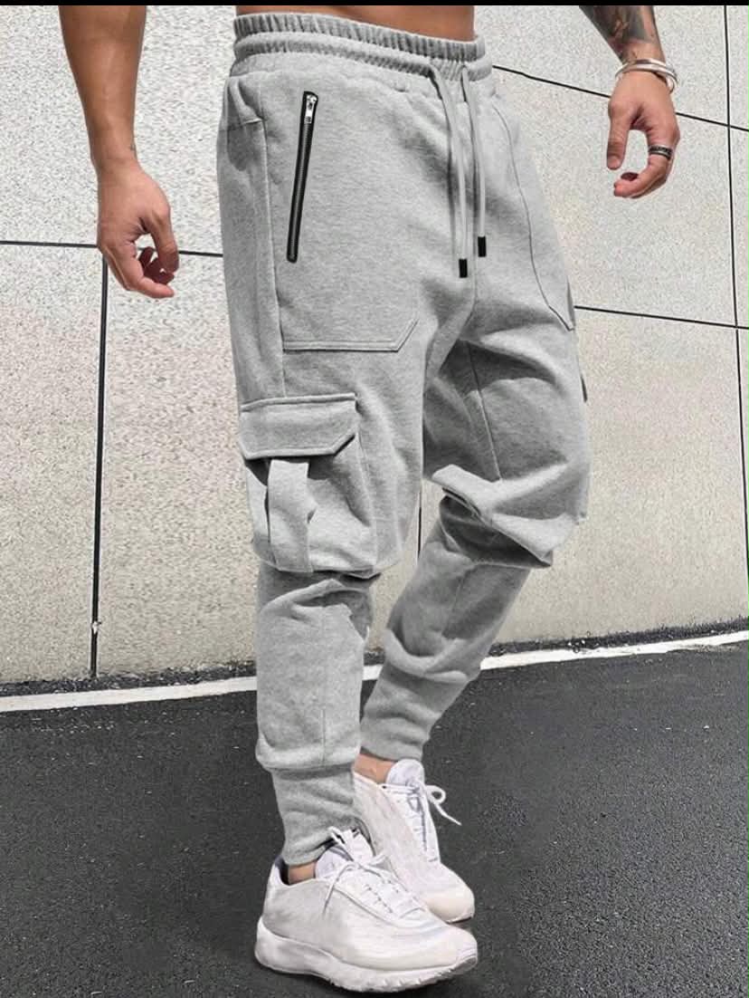 Manfinity Homme Men Flap Pocket Side Drawstring Waist Sweatpants