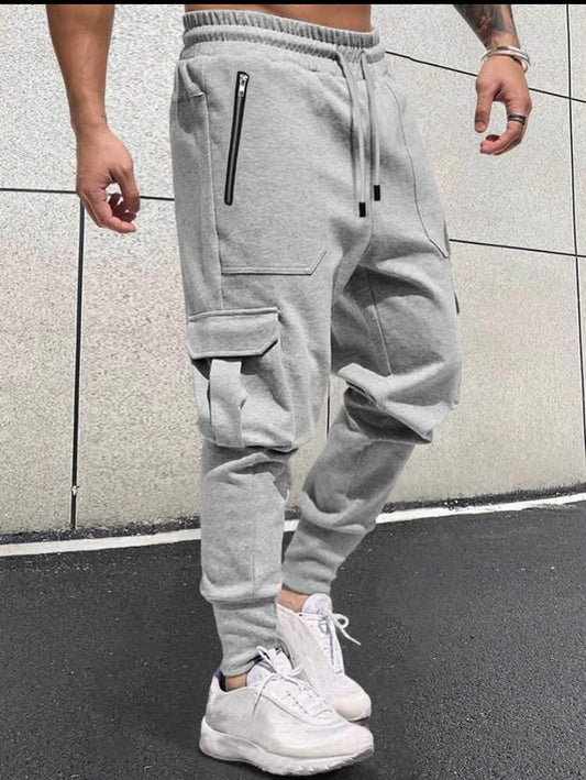 Manfinity Homme Men Flap Pocket Side Drawstring Waist Sweatpants