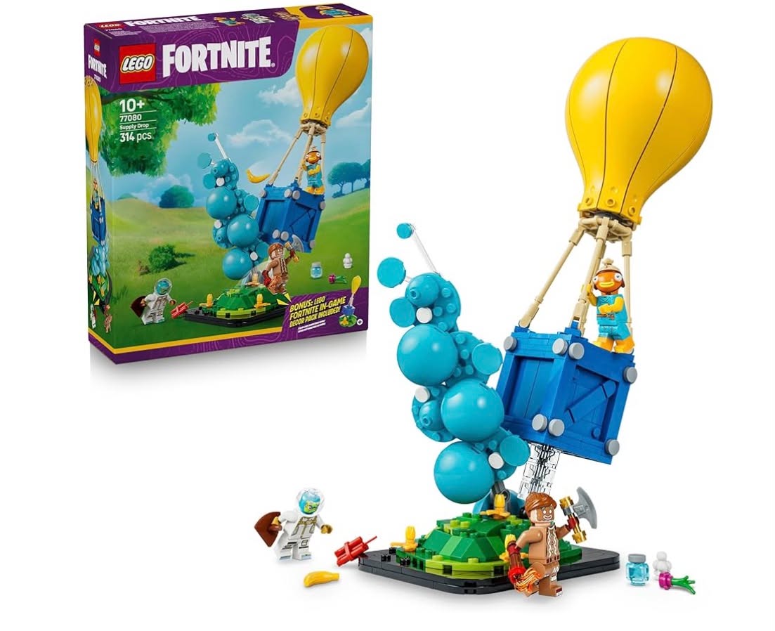 LEGO Fortnite Supply Drop Toy - Fishstick, Leviathan & Ginger Gunner Minifigures plus Accessories incl. Slurp Juice - Gaming Decor - Gift for 10+ Year Old Boys, Girls & Fans -