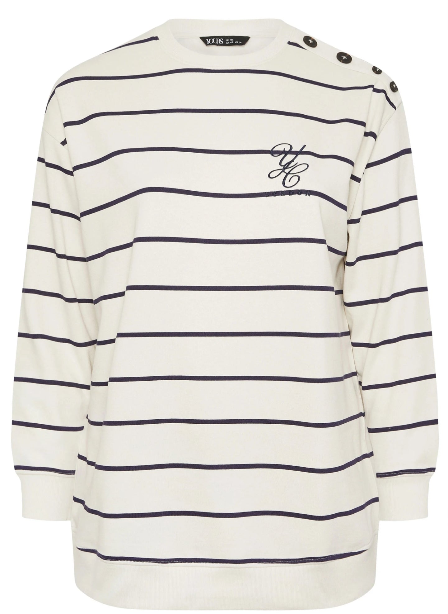 Ivory White Stripe 'London' Slogan Sweatshirt