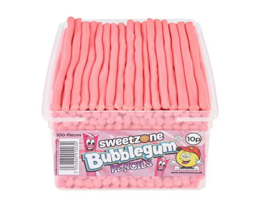 Sweetzone - Bubblegum Pencil Tubs - 100 Pieces - Pic N Mix Style Sweets