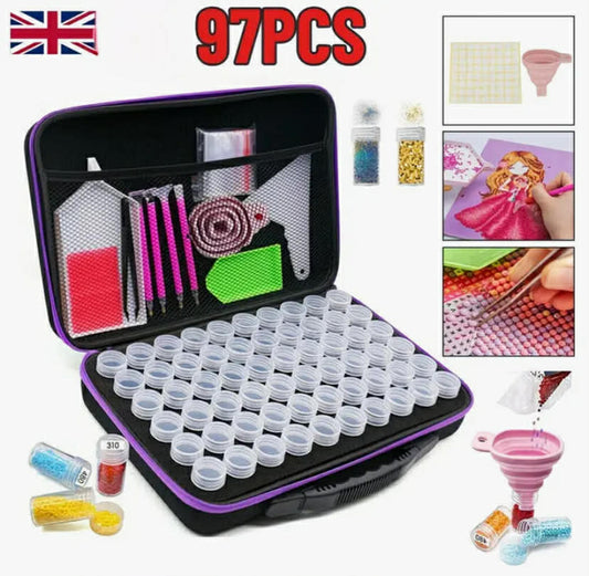 97 PCS 60 Slots Diamond Painting Storage Box Case Embroidery Nail Art Beads