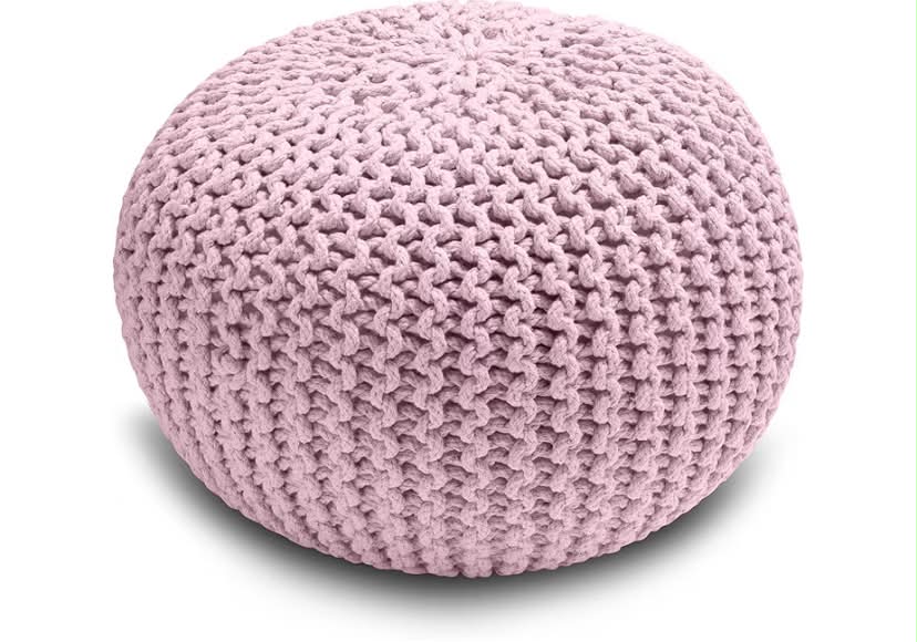 Chunky Knitted Round Pouffe Foot Stool 100% Cotton Children or the Elderly Living Room