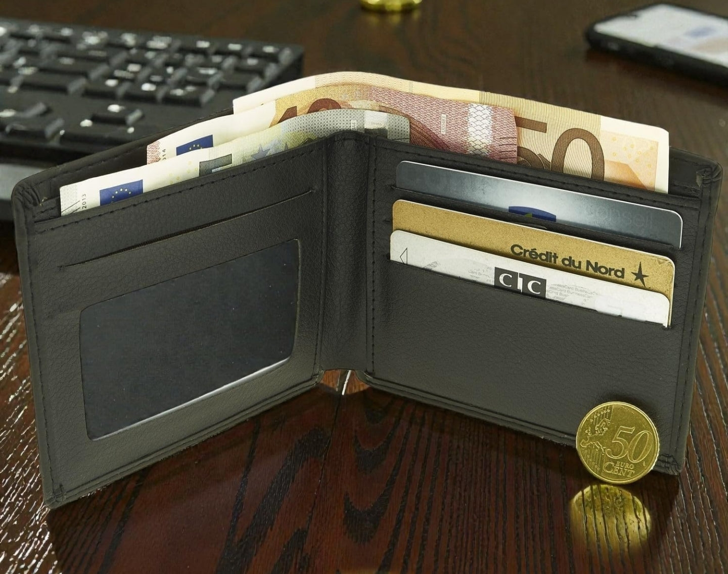 Men's Black Watch Gift Box – LED Lamp – Wallet – Pen