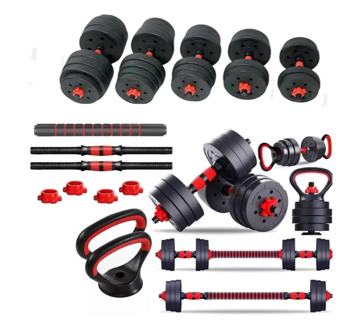6-in-1 Adjustable Dumbbell, Barbell & Kettlebell Weights Set