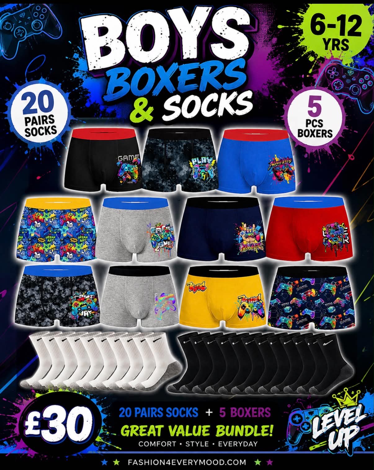 Boys socks and boxers bundle