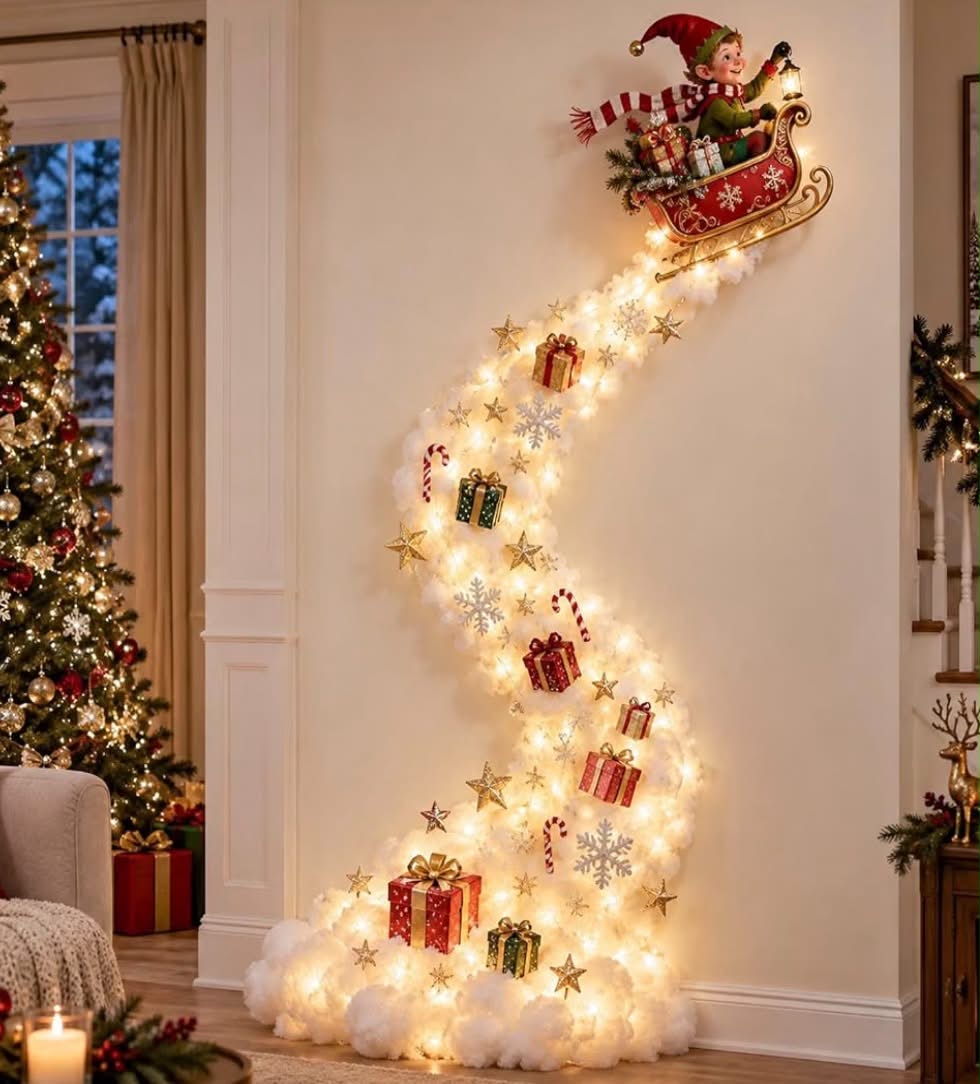 Christmas Magic Trail Wall Light, LED Cascading Christmas Wall Decor